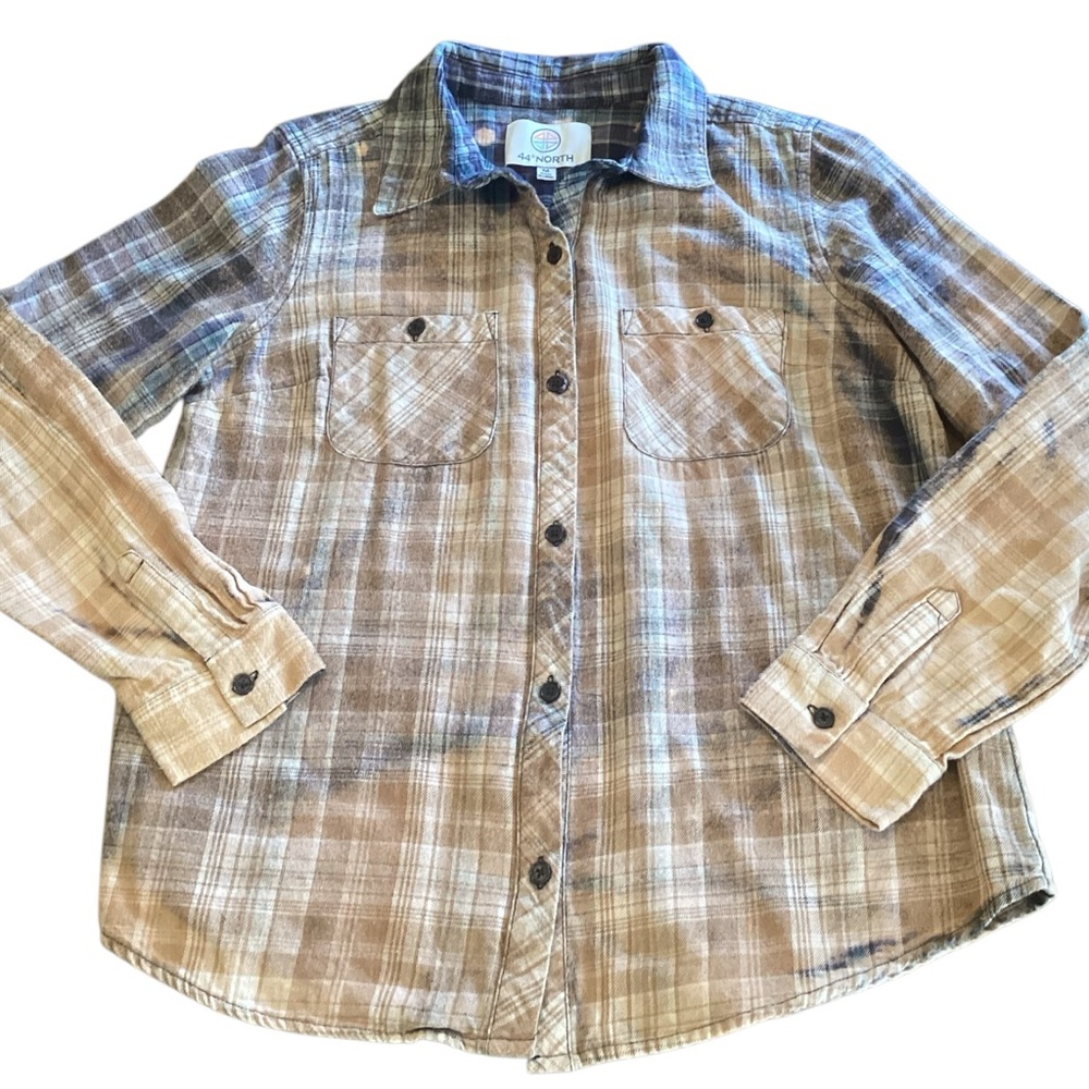 44 Degrees North‎ Splatter Dye Flannel Shirt, Medium Soft
